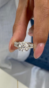Solitaire with Hidden Halo & 3D Pave Band
