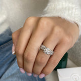 Solitaire with All Around Pave Band & Matching Pave Wedding Band