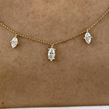 Diamond Charm Necklace 2 ct Yellow Gold