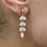 Diamond Dangle Earrings 3.7 ct Yellow Gold