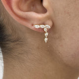 Diamond Climber Earrings 1.3 ct Yellow Gold