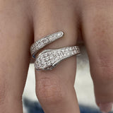 Diamond Wrap Ring 0.80 Carat White Gold 14K