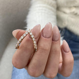 Diamond Chevron Pave Ring 1.36 Carat Rose Gold 14K