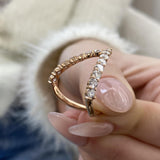 Diamond Chevron Pave Ring 1.36 Carat Rose Gold 14K