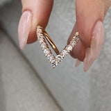Diamond Chevron Pave Ring 1.36 Carat Rose Gold 14K