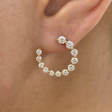 Diamond Half Hoops Earrings 3.6 ct Yellow Gold