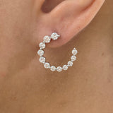 Diamond Half Hoops Earrings 3.6 ct White Gold