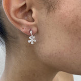 Diamond Dangle Earrings 1.6 ct White Gold