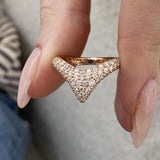 Diamond Chevron Pave Ring 0.87 Carat Rose Gold 14K