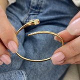Diamond Bangle Bracelet 1.20 ct TCW, Yellow Gold