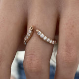 Diamond Chevron Open Ring 0.66 Carat Rose Gold 14K