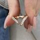 Diamond Chevron Open Ring 0.66 Carat Rose Gold 14K