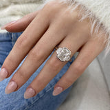 Zephyra 3-Stone Engagement Ring, 18K White Gold