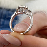 Zephyra 3-Stone Engagement Ring, 18K White Gold