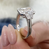 Zephyra 3-Stone Engagement Ring, 18K White Gold