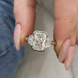 Zephyra 3-Stone Engagement Ring, 18K White Gold