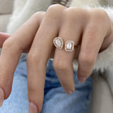 Diamond Two Stone Fashion Ring 1.05 ct TCW, Rose Gold 14K