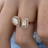 Diamond Two Stone Fashion Ring 1.05 ct TCW, Rose Gold 14K