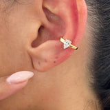 Diamond Cuff Earrings 0.25 ct TCW, Yellow Gold
