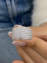 Diamond Dome Ring 1.89 Carat White Gold 14K