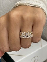 Diamond Wide Ring 1.58 Carat Yellow Gold 14K