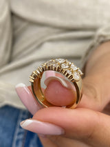 Diamond Wide Ring 1.58 Carat Yellow Gold 14K