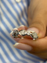 Diamond Half Eternity Band 0.79 Carat White Gold 14K