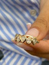 Diamond 5 Stones Ring 1.18 Carat Yellow Gold 14K