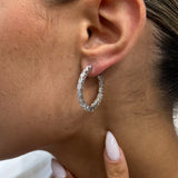 Diamond Hoop Earrings 3.2 ct White Gold
