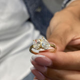 Diamond Two Stone Ring 1.47 Carat Rose Gold 14K