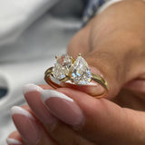 Diamond Two Stone Ring 1.47 Carat Rose Gold 14K