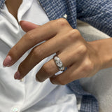 Diamond Signet Ring 1.16 Carat White Gold 14K