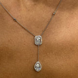 Diamond Lariat Necklace 2.1 ct White Gold