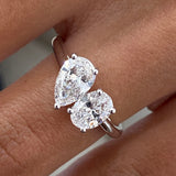 Diamond 2 Stone Ring 1.4 ct White Gold