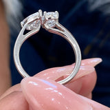 Toi-et Moi Ring 1.4 ct TCW , Solid Gold 14k