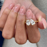 Diamond 2 Stone Ring Fashion Ring 1.40 ct TCW, Yellow Gold 14K