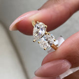 Diamond 2 Stone Ring Fashion Ring 1.40 ct TCW, Yellow Gold 14K