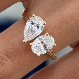 Diamond 2 Stone Ring 1.4 ct Yellow Gold