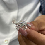 Diamond Statement Ring 1.24 Carat White Gold 14K