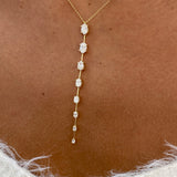 Diamond Lariat Necklace, 14K Gold