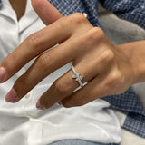 Diamond Two Stone with Pave Band Fashion Ring 0.75 ct TCW, White Gold 14K