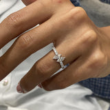 Diamond Two Stone with Pave Band Fashion Ring 0.75 ct TCW, White Gold 14K