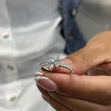 Diamond Two Stone with Pave Band Fashion Ring 0.75 ct TCW, White Gold 14K
