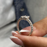 Diamond Two Stone with Pave Band Fashion Ring 0.75 ct TCW, White Gold 14K