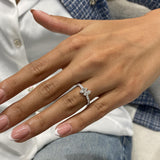 Diamond Two Stone with Pave Band Ring 0.7 ct White Gold