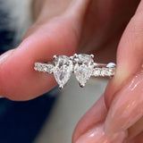 Diamond Two Stone Fashion Ring 1.25 ct TCW, White Gold 14K