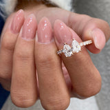 Diamond 2 Stone Ring Fashion Ring 1.30 ct TCW, Rose Gold 14K