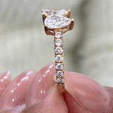 Diamond 2 Stone Ring Fashion Ring 1.30 ct TCW, Rose Gold 14K