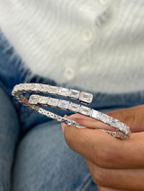 Diamond Cubes Bangle Bracelet, 14K Gold