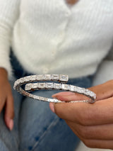 Diamond Cubes Bangle Bracelet, 14K Gold